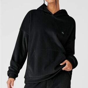 Alo Yoga Ribbed Velour Baller Hoodie, Black